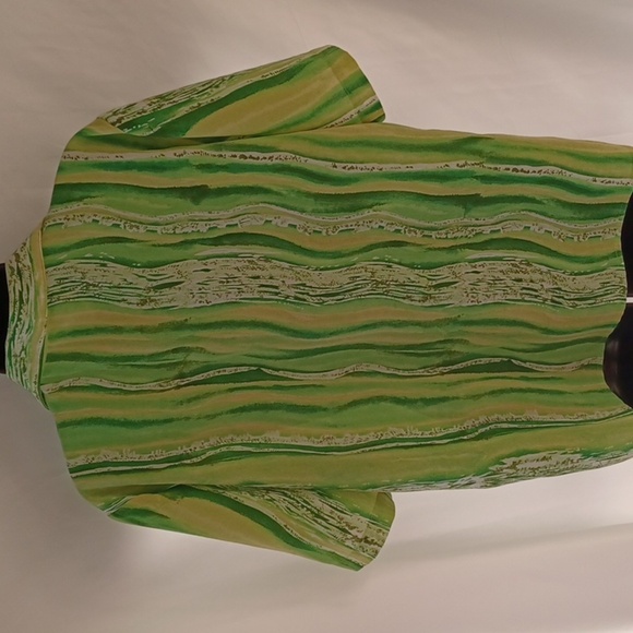 Voir Collection Vintage Animal Print Green/White Blouse L - Picture 5 of 6